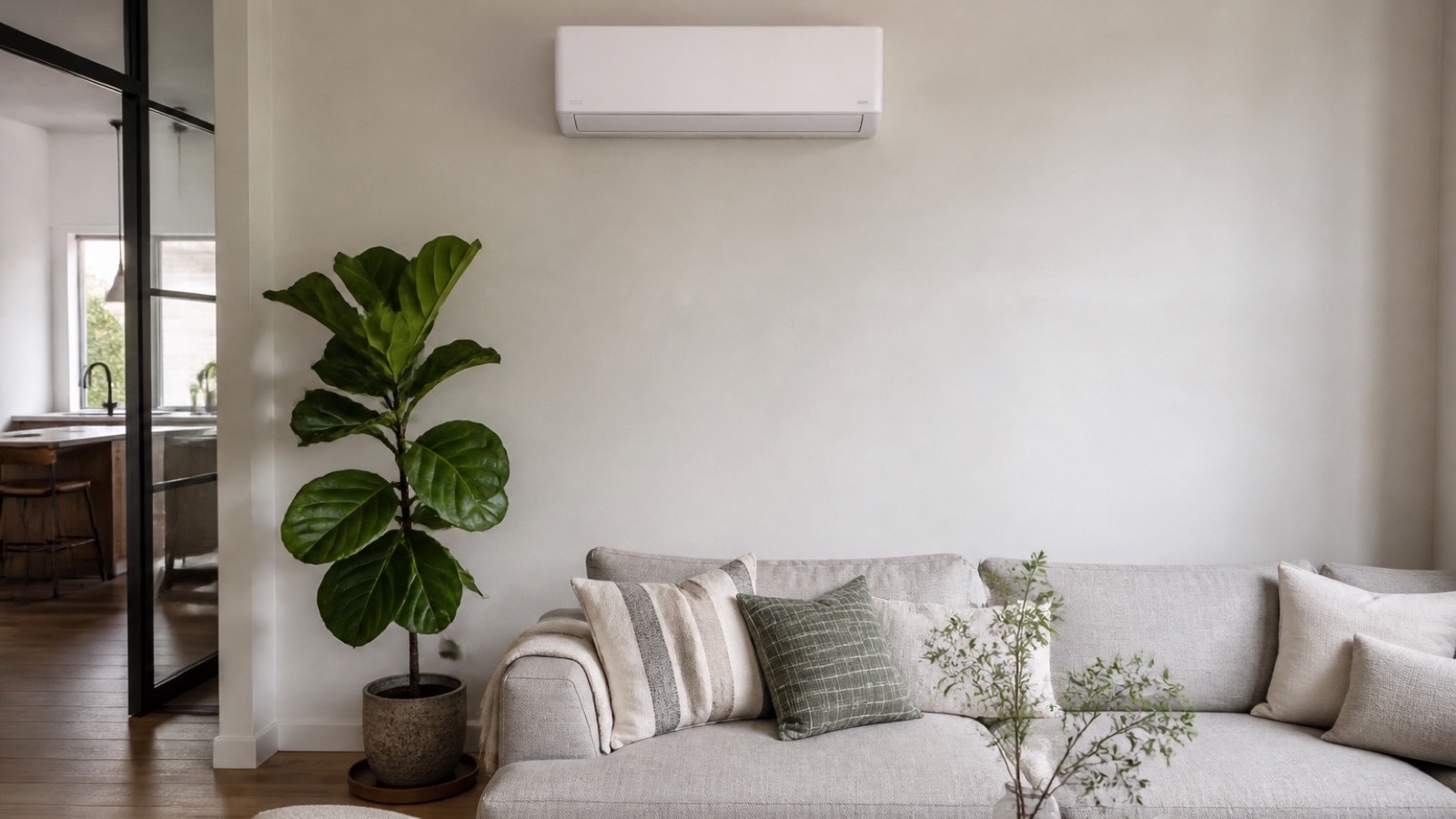 Wandmodel in een leefruimte, type Hisense split