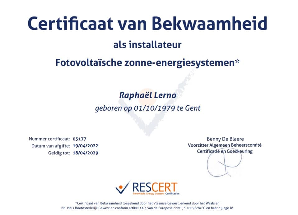 rescert zonnepanelen lec energy solutions